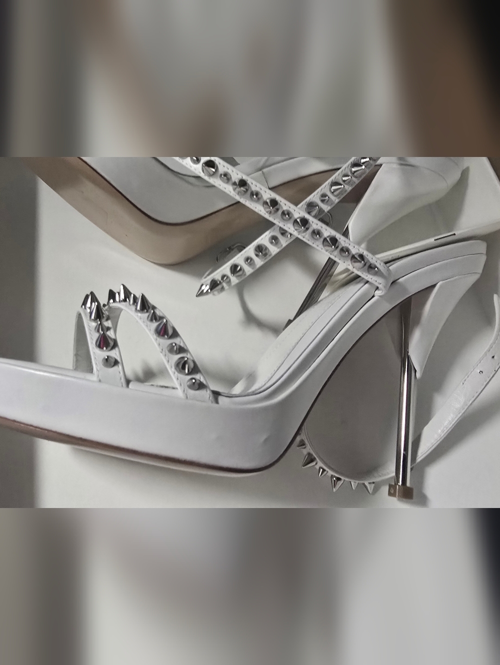 Alexander McQueen White Studded Platform Stiletto Sandals